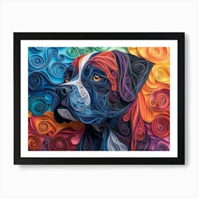 Mastiff Paper Quilling Dog Portrait II Art Print