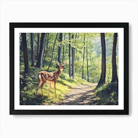 Deer In The Deep Woods 3 Art Print