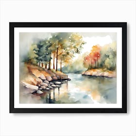 Watercolor Of A River 1 Art Print