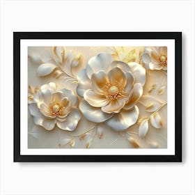 Gold Flowers 50 Art Print