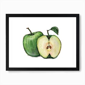 Green apple on white. Art Print