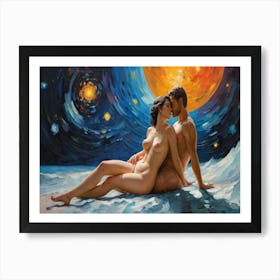 Nude Couple Under The Stars Art Print