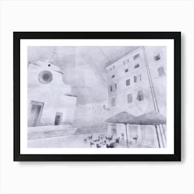 Florenz city black and white Art Print