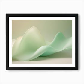 3d Render Of Abstract, Flowing, Organic Shapes In Shades Of Green And Cream Art Print