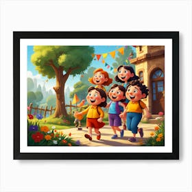 Children In The Garden Art Print