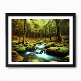 Stream In The Forest 1 Art Print