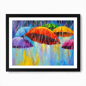 Dancing umbrellas Art Print