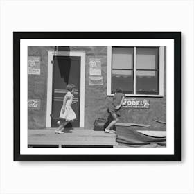 Children Playing In Front Of Saloon, Gemmel, Minnesota By Russell Lee Art Print