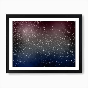 Pink Blue Silver Shining Star Background Art Print