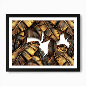 Grunge Bronze Banana Leaves, Palm Affiche