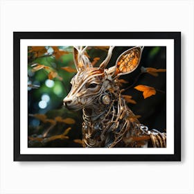 Technopunk deer in the forest. 12 Art Print