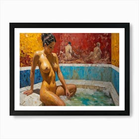 Nude Woman In A Hot Tub 1 Art Print