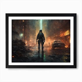 Soldier In A City Art Print