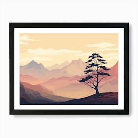 Lone Tree In The Mountains Art Print