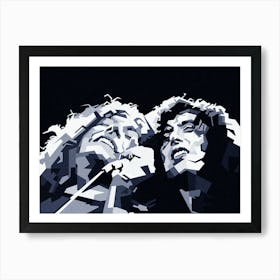 Led Zeppelin English Hard Rock in Black White Portrait Art Print