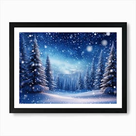 Banner Featuring A Majestic Winter Landscape Blanketed By Pristine Snow Where Magic Snowflakes Gen (2) Art Print