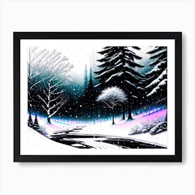 Snowy Winter Landscape Art Print