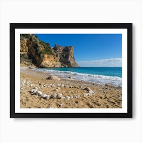 Beach, cliffs and Mediterranean Sea. Cala Moraig Art Print