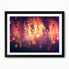 Elegant Colorful with Vibrant Flower Hanging Branches Illustration Background 3 Art Print