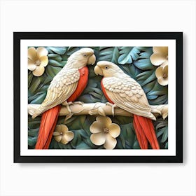 Beautiful Parrot 3d Relief Art 1 Art Print