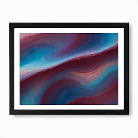 A Digital Painting Of Abstract, Flowing Lines In Shades Of Blue, Pink, And Beige Art Print