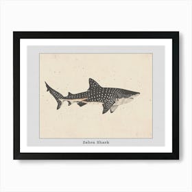 Zebra Shark Silhouette 3 Poster Art Print