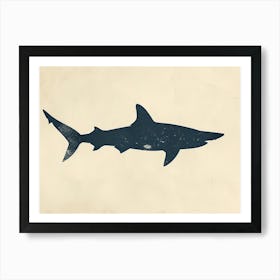 Scalloped Hammerhead Shark Grey Silhouette 1 Art Print