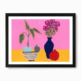 A Pomegranate and Flowers Art Print
