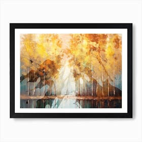 Landscape Forest Trees Art Illustration In A Painting Style 09 Art Print