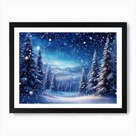 Banner Featuring A Majestic Winter Landscape Blanketed By Pristine Snow Where Magic Snowflakes Gen (7) Art Print