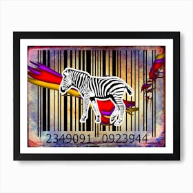 Funny Barcode Animals Art Illustration In Painting Style 039 Art Print