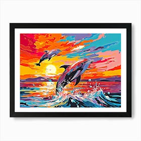 Dolphins Jumping In The Ocean Art Print