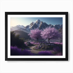 Plum Trees Spreading On Mountainside Art Print