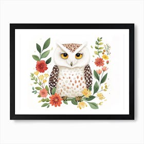 Little Floral Snowy Owl 1 Art Print