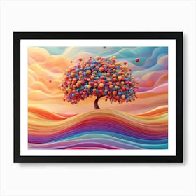 Elegant Colorful With Vibrant Apple Tree 2 Art Print