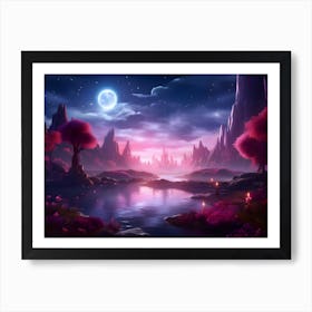 Night Landscape Stock Videos & Royalty-Free Footage Art Print