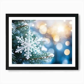 Abstract Decoration Of A Snowflake Structure Dominated By A Sparkling Excessively Blinding Whitenes (4) Art Print