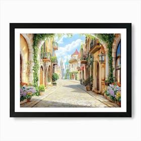 Old 3d Village Art Print