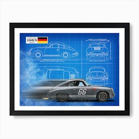 356 Outlaw, Blueprint Art Print