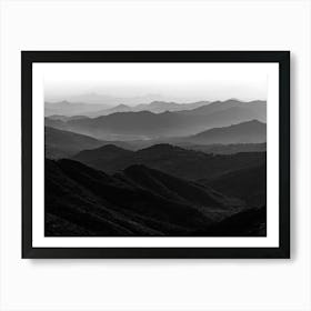 African Sunset In A Black And White Mountain Range Art Print