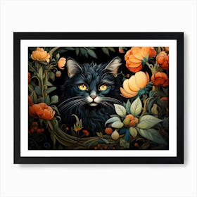 Contemporary Floral Cat 8 Art Print