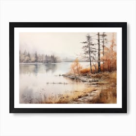 A Painting Of A Lake In Autumn 5 Art Print