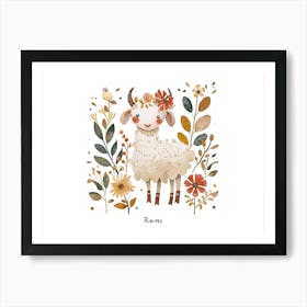 Little Floral Ram 3 Poster Art Print