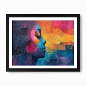 Colorful Chronicles: Abstract Narratives of History and Resilience. Woman'S Face 2 Art Print