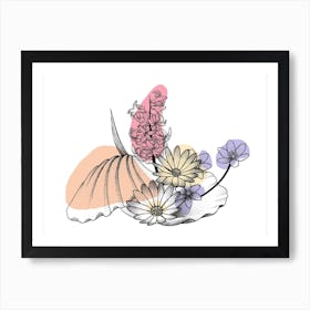 Shell And Flower Art Print