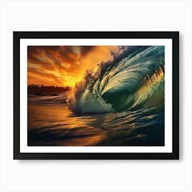 Ocean Wave At Sunset 1 Art Print