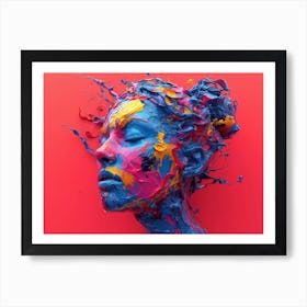Psychedelic Portrait: Vibrant Expressions in Liquid Emulsion Portrait Of A Woman Art Print