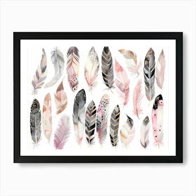 Watercolor Feathers 4 Art Print