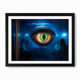 Alien Head With A Pupil For An Eye Stares Directly At The Viewer From The Interior Of A Ufo Sci Fi Art Print