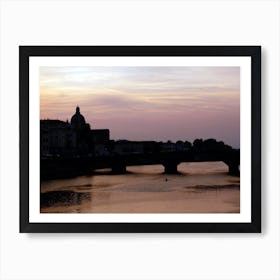 Florence Evening River Arno Bridge Sky Water Italian Italy Milan Venice Florence Rome Naples Toscana photo photography art travel Art Print